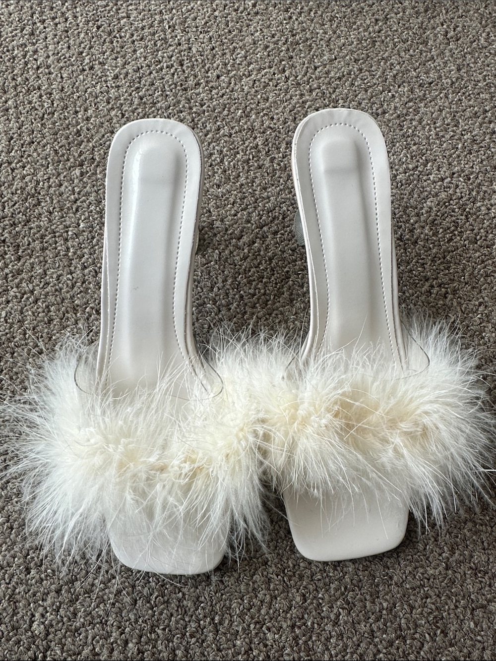 SHEIN Ivory Faux-Fur Slide Mules